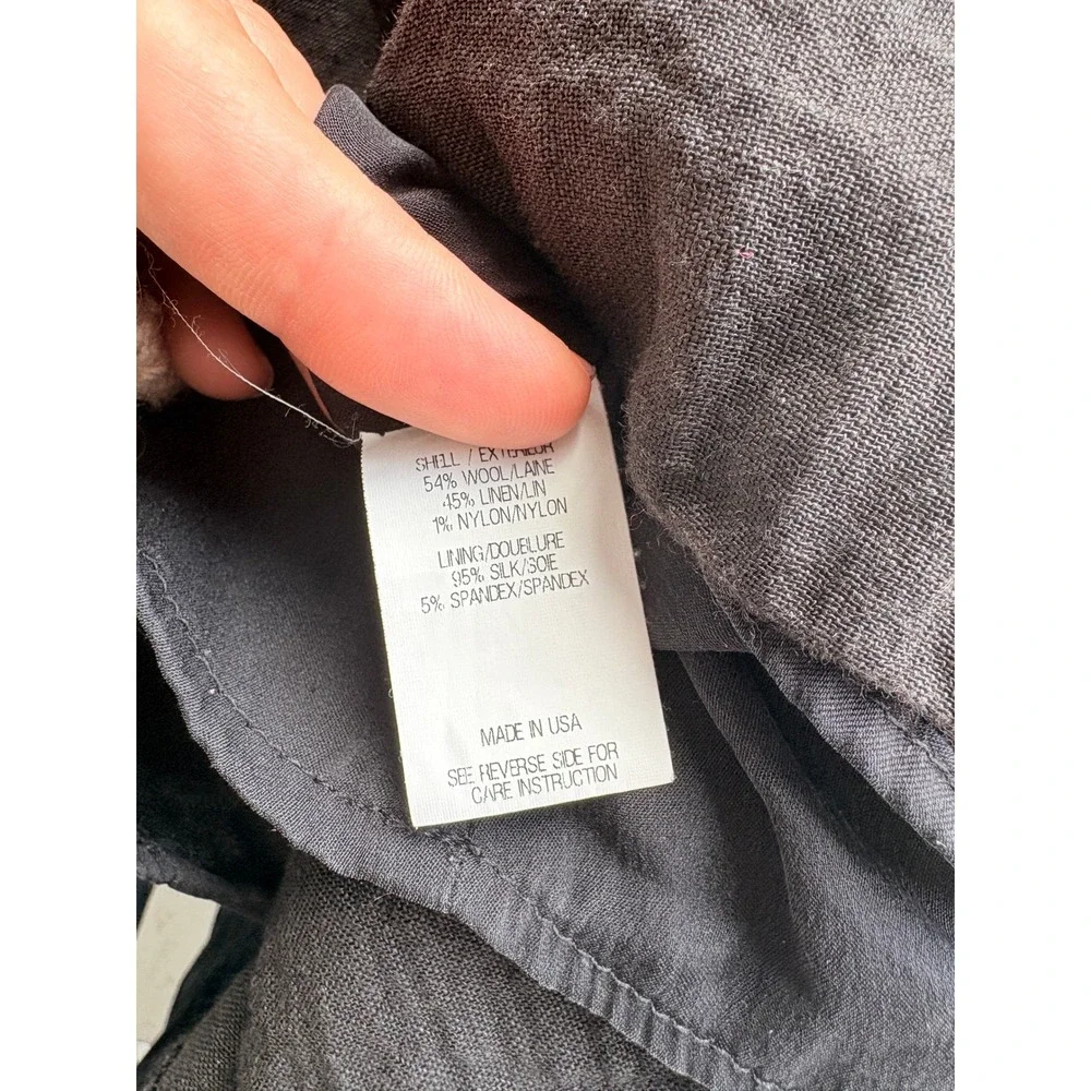 Theyskens Theory Black Wool Linen Blend Sleeveless Mini Dress with Pockets 2 - Picture 5 of 6